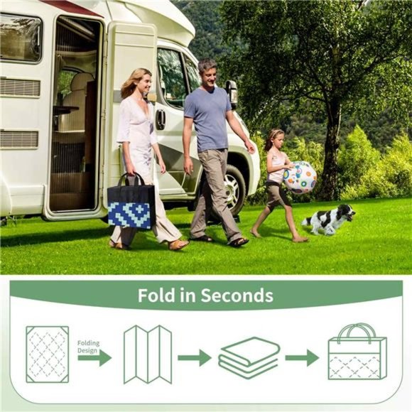 Outdoor Rug 6'x9' Waterproof Mat Plastic Camping,royal blue & blue green - Picture 4 of 6